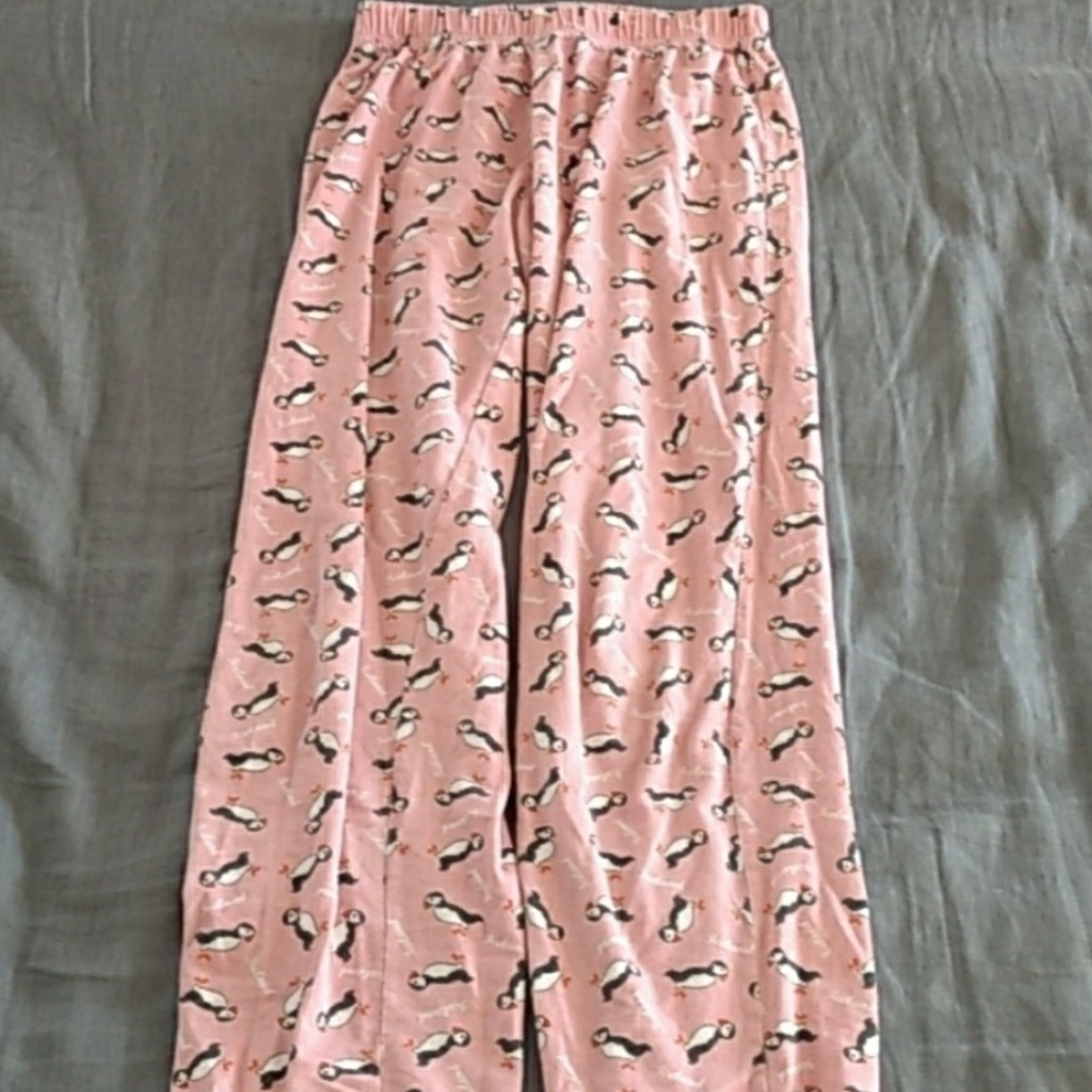 Pink girls puffin pajama pants
